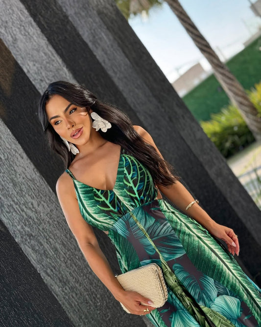 Jumpsuit Green Leaves