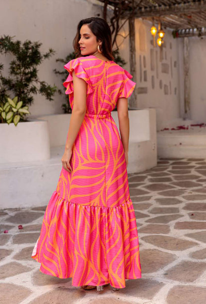 pink long summer dress Lulus | Pink Multi Floral Tie-Strap Tiered Midi Dress | Womens | X-Small (Available in XL)