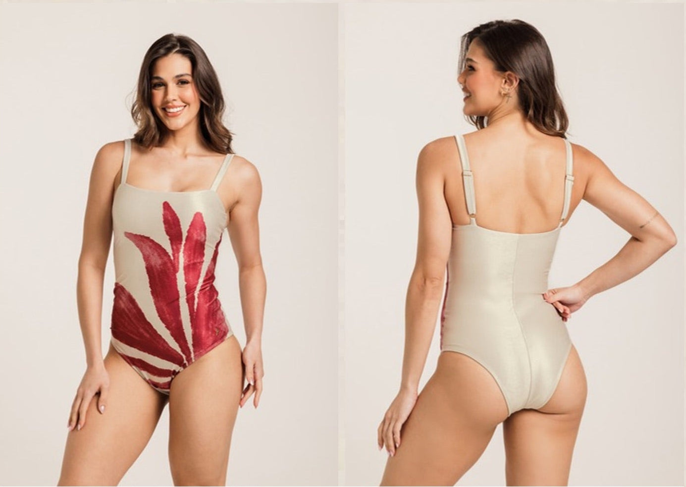 Straight Swimsuit with Wide Straps