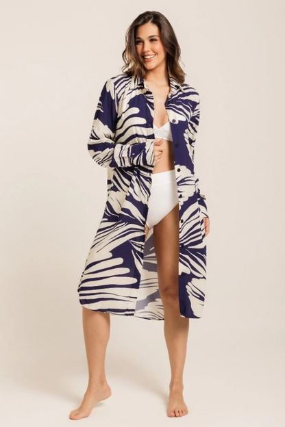 Chemise/Midi Dress ,Long sleeve Sea