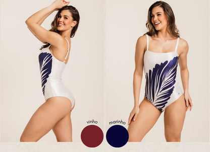 Straight Swimsuit with Wide Straps